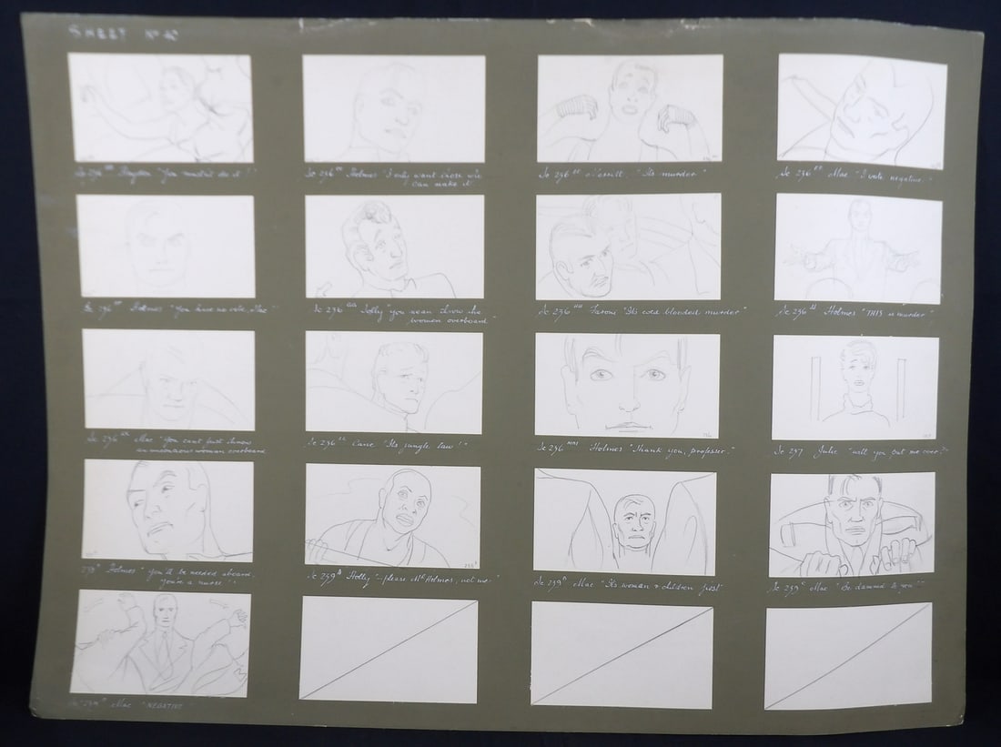 Animator Ray Harryhausen1957 British film "Abandon Ship" Large Storyboard Collage (1 of 9)