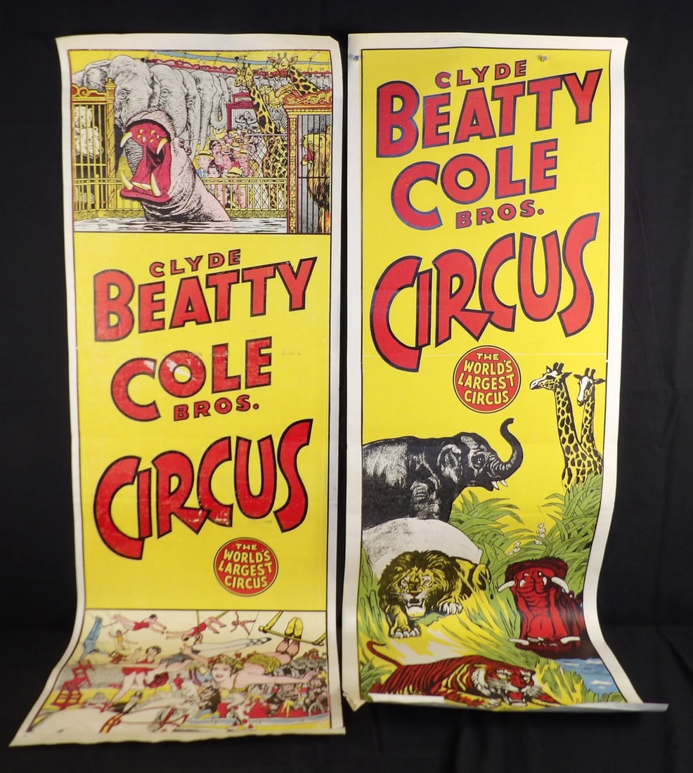 lot of 2 vintage Clyde Beaty and Cole Bros Circus Posters (1 of 16)