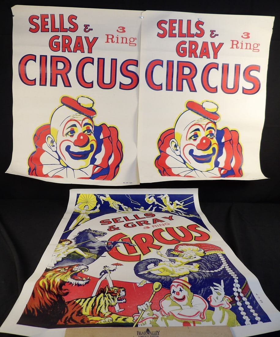 Lof of 3 vintage Sells & Gray Circus posters (1 of 16)