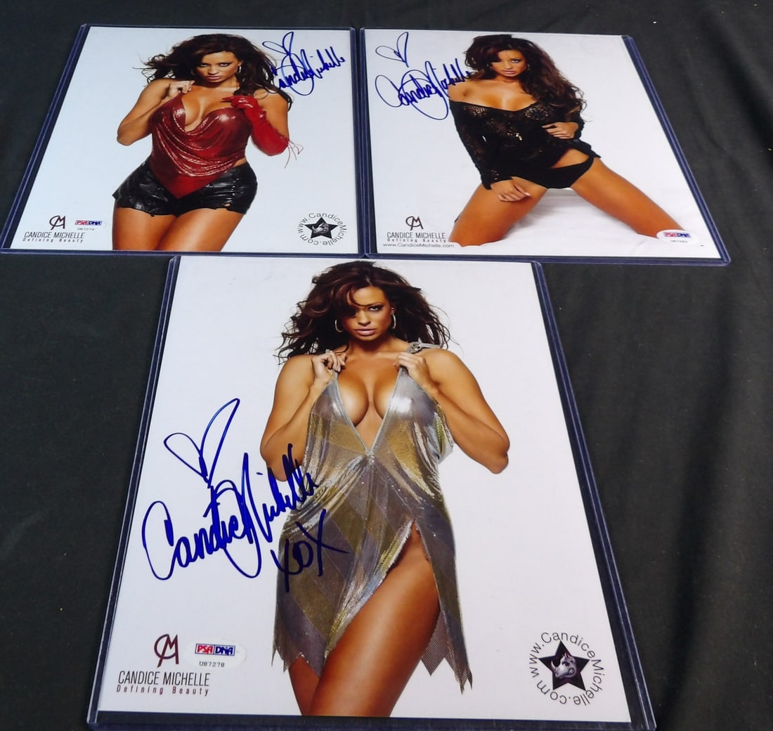 WWE Wrestling Super star Candace Michelle Autographed Photograph Lot (1 of 8)