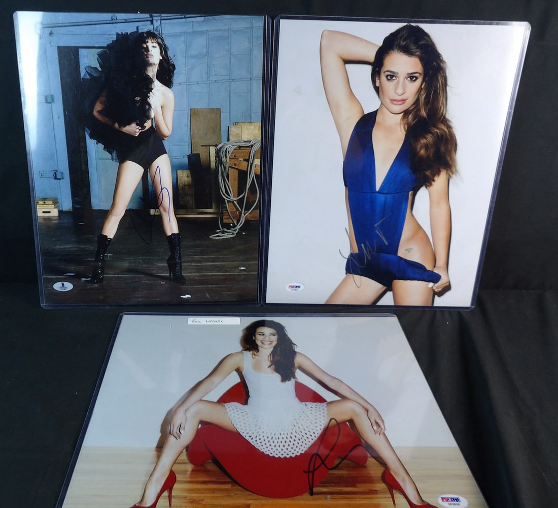 Lea Michele Autographed Photographs lot: Beckett and PSA Certified. 11x14
