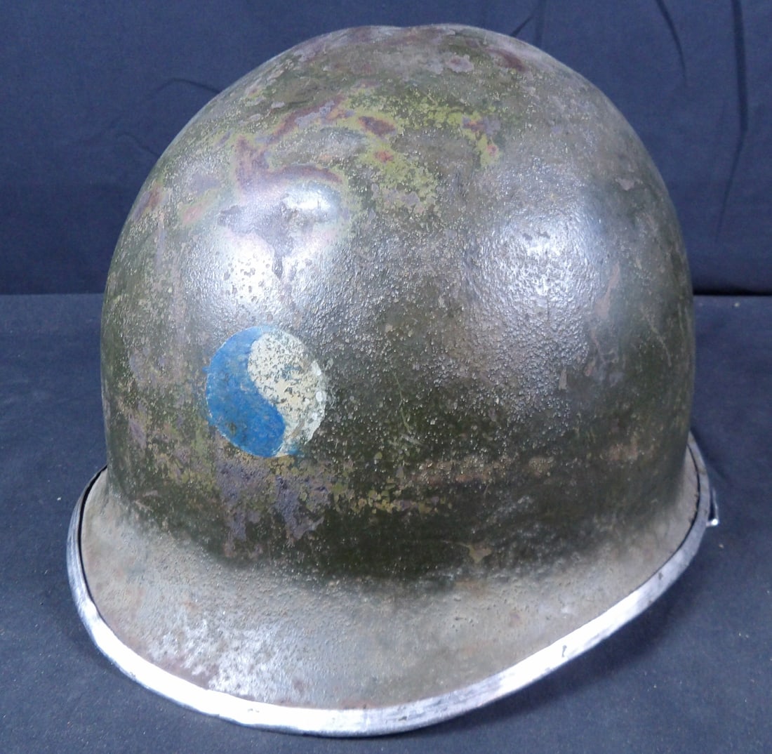WW2 WWII Painted 29th Infantry division NCO Front Seam Swivel Bail M1 Helmet (1 of 9)