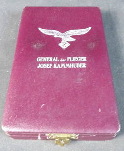 Incredible Named WW2 WWII Luftwaffe Generals German Desk Flag Paperweight with Presentation box: Named to Luftwaffe general Josef Kammhuber. Flag is 5" tall