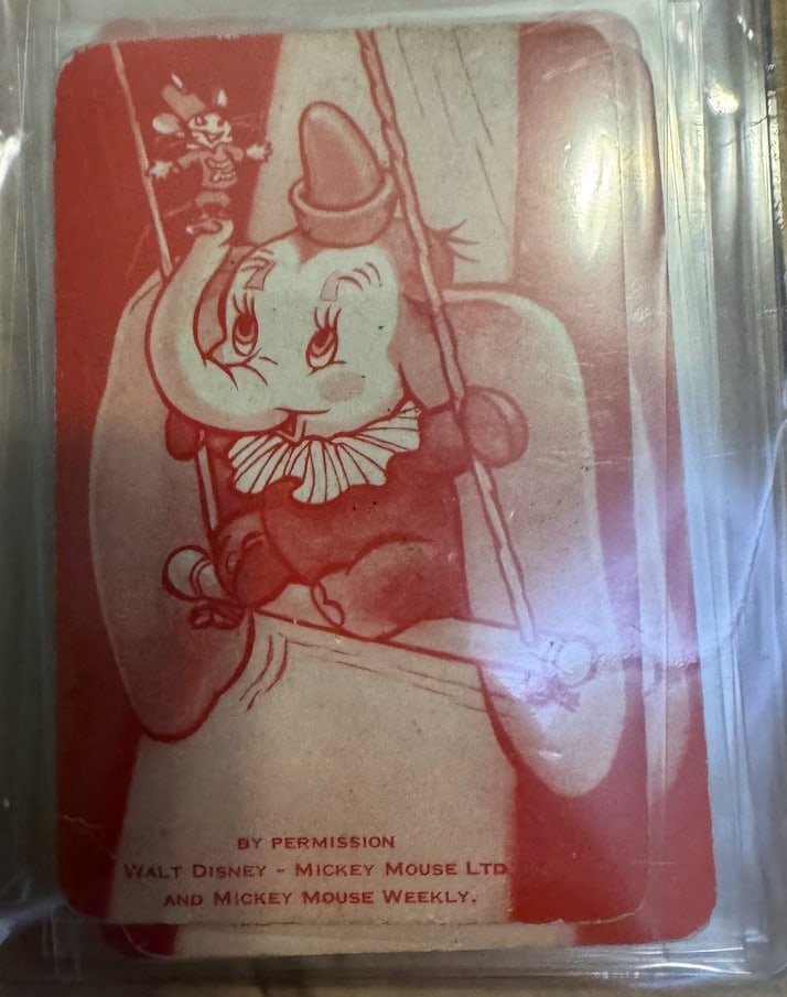 Group of 13 Dumbo 1939 Playing Cards With Rules: 1939 Dumbo playing cards with rule book, incomplete set