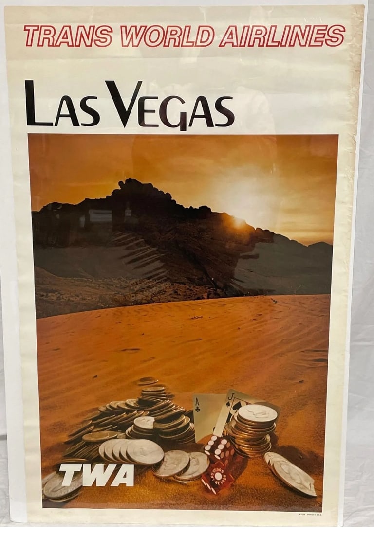 TWA Travel Poster Las Vegas: 1970, 25x 40, rolled, C condition