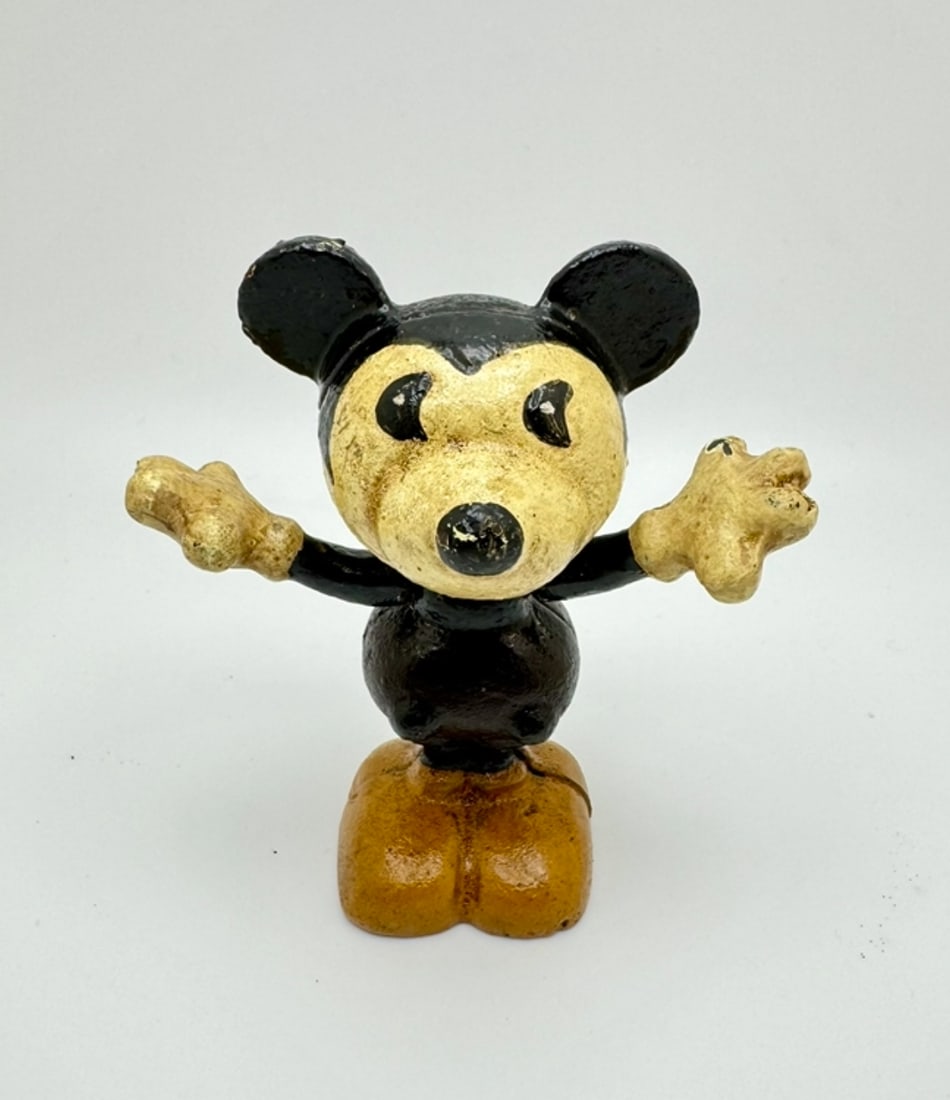1940s Mickey Mouse Cast Iron Standing Figure with Movable Arms (1 of 1)