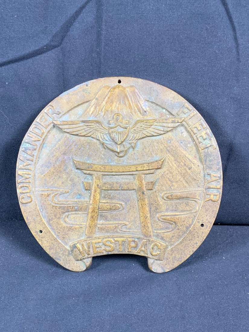 Vintage US Navy Westpac Commander Fleet and Air brass Plaque (1 of 2)