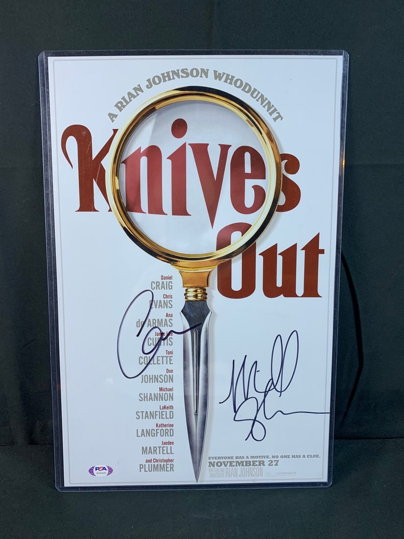 Chris Evans and Michael Shannon Dual Autographed Knives Out Photo (1 of 2)