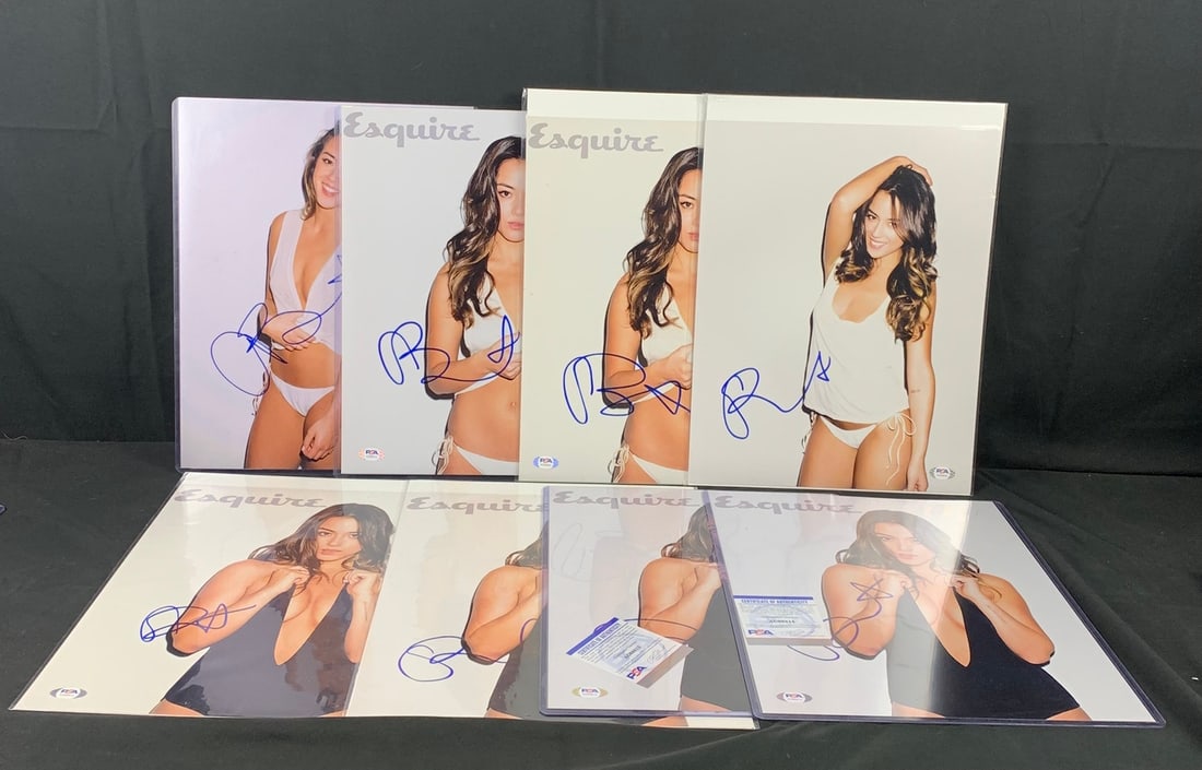 Chloe Bennett Autographed Photo Lot: PSA and Beckett Certified. 11"x 14" lot of 8