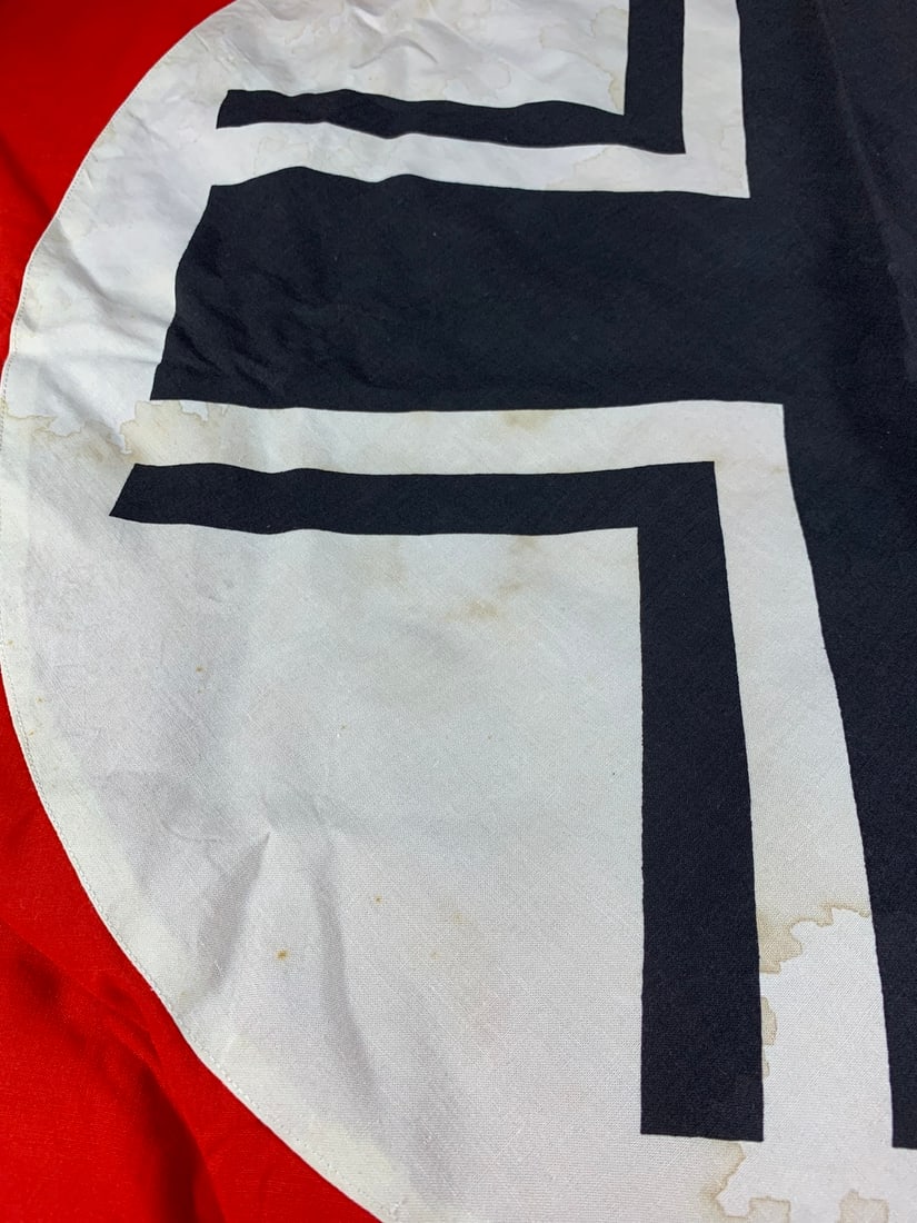 German Balked Cross Flag Vehicle Identification Flag: Roughly 37"x75". Staining Present