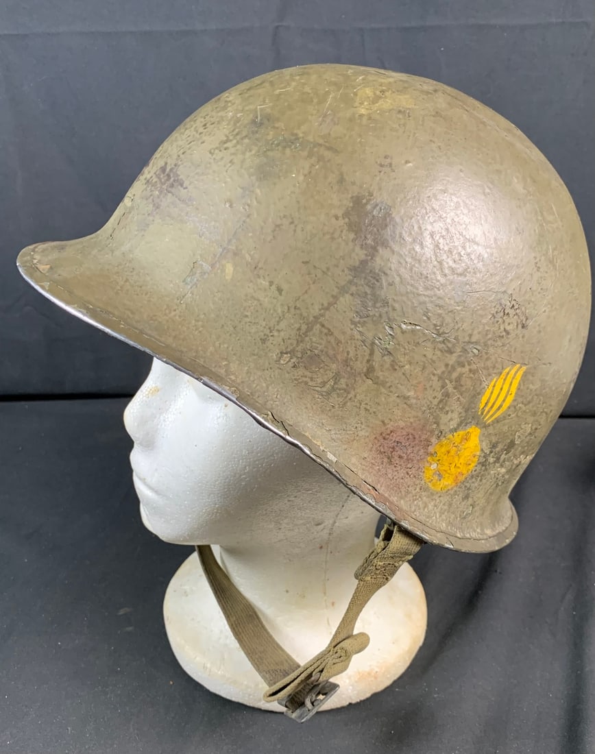 WW2 WWII Ordnance painted M1 Front Seam Fixed Bale helmet with Inland Liner (1 of 15)