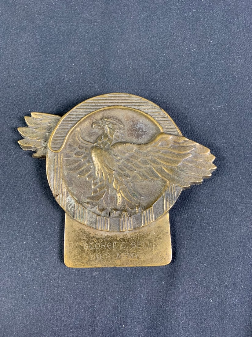Named WW2 WWII Ruptured Duck Brass Plaque (1 of 3)