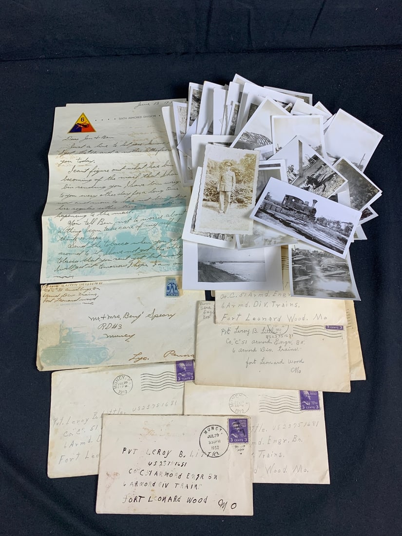 Named post WW2 51st armored engineer battalion of the 6th armored letter and photo group (1 of 6)