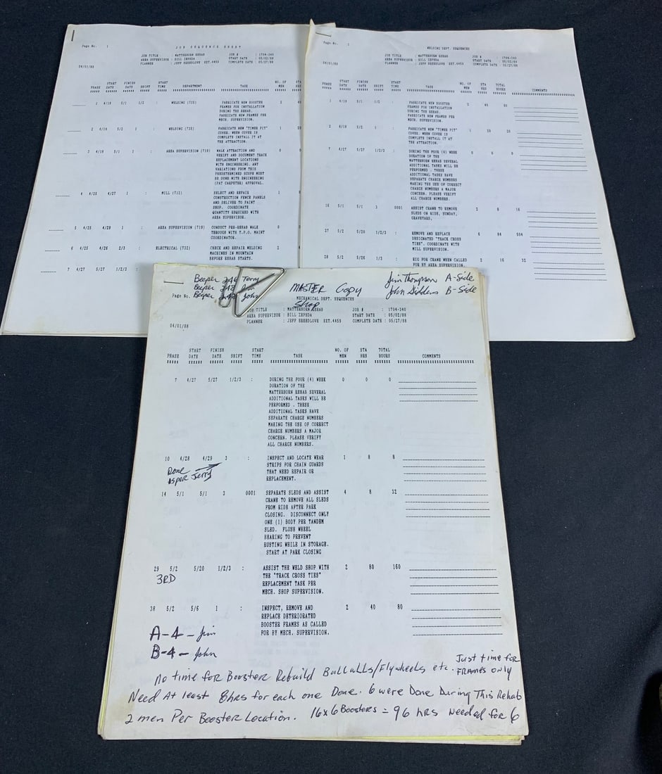 Original lot of Disneyland the matterhorn repair and maintenance documents. (1 of 12)