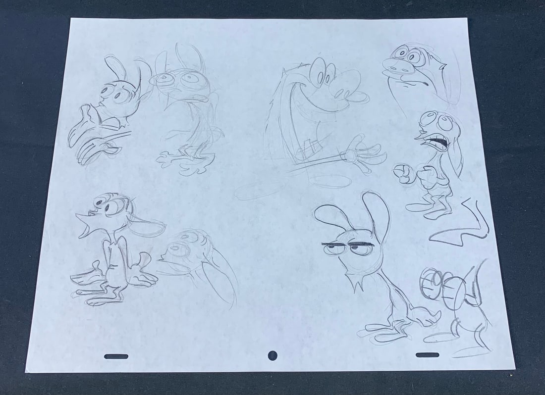 Original Ren and Stimpy Character sketches by John Kricfalusi: Done in pencil. 11"x 12"