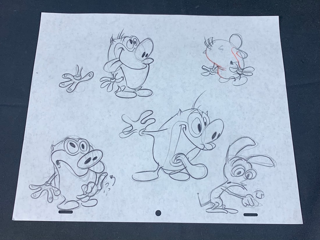 Original Ren and Stimpy Character sketches by John Kricfalusi: Done in pencil. 11"x 12"