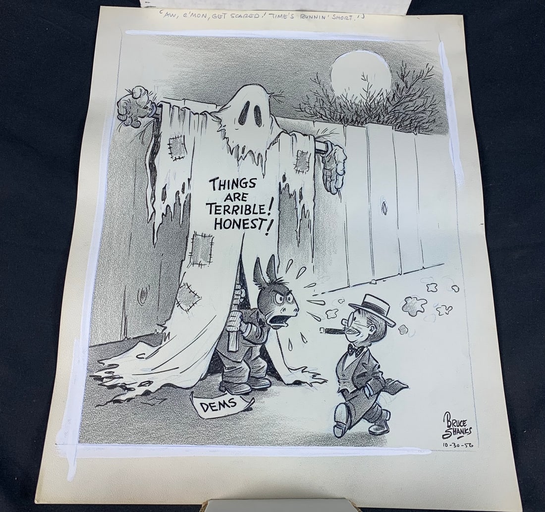 Original Bruce SHanks Editorial Cartoonist Multi-Media Art Piece (1 of 6)