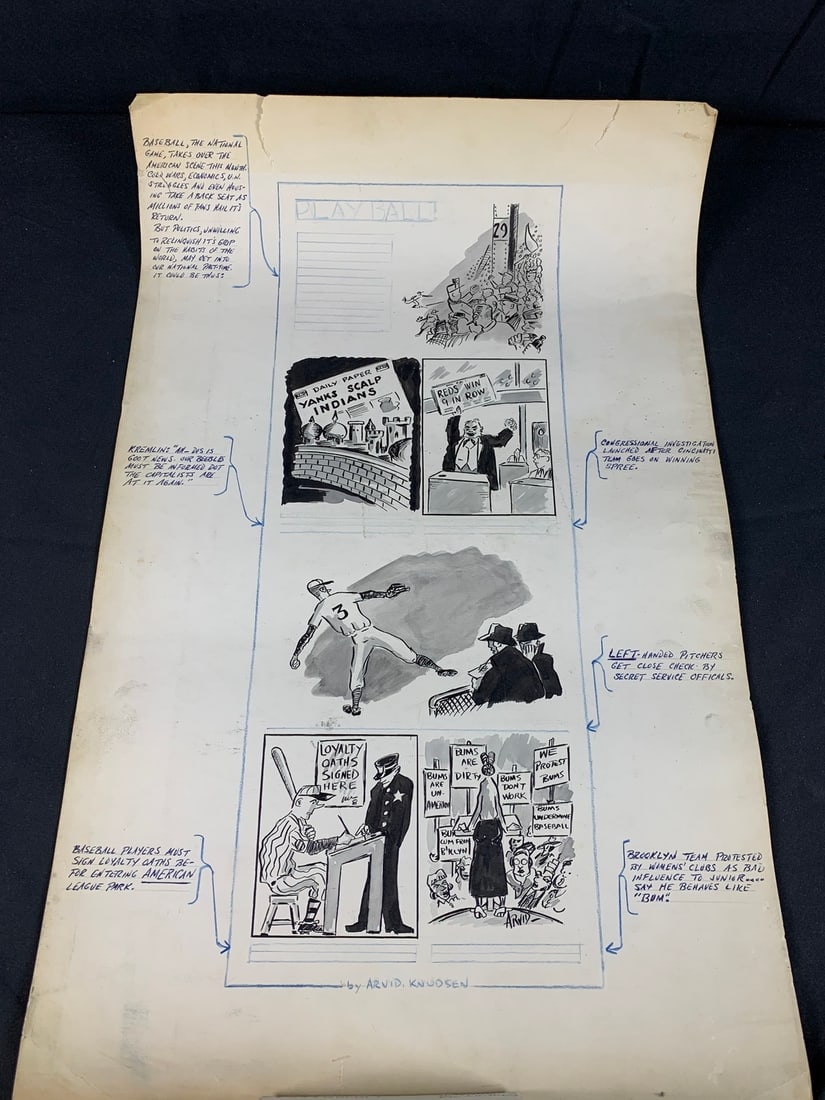 Incredible all original 1950s Political Comic Strip By Book Author Arvid Knudsen (1 of 15)