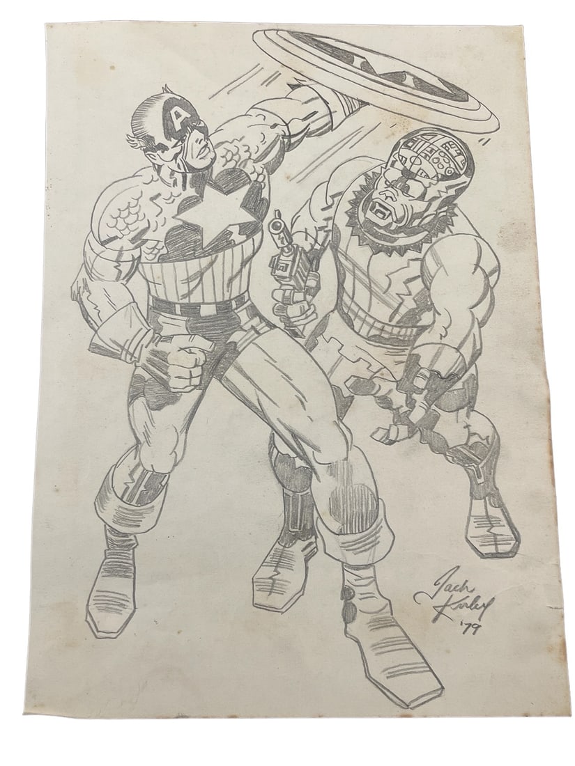 Original Jack Kirby 1979 Captain America Pencil Sketch - Signed (1 of 1)