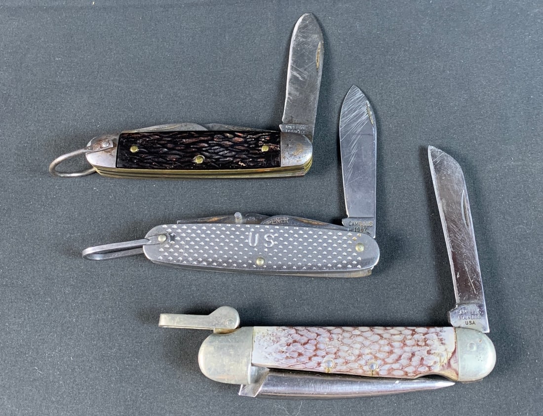 Lot of US Military Issued Pocket Knives: Lot of 3