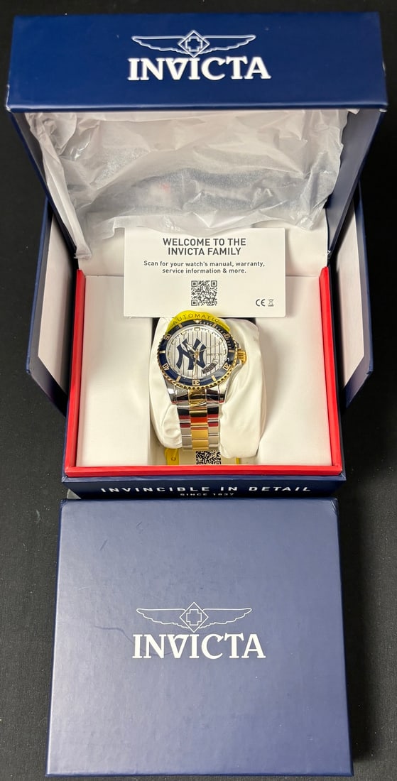 NY Yankees Invicta MLB Model 42985 Men's Watch NIB: New in box. 42mm Stainless Steel watch. With MLB holo and all original packaging. Never worn.
