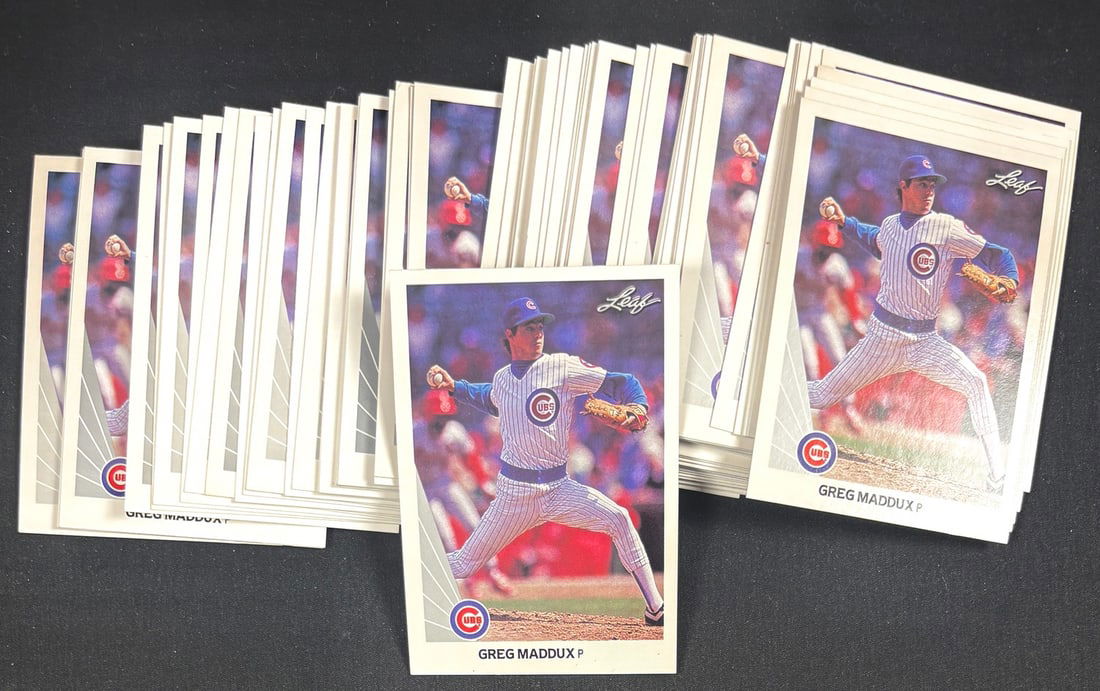 Lot (65 ct.) of 1990 Leaf Greg Maddux cards (1 of 1)