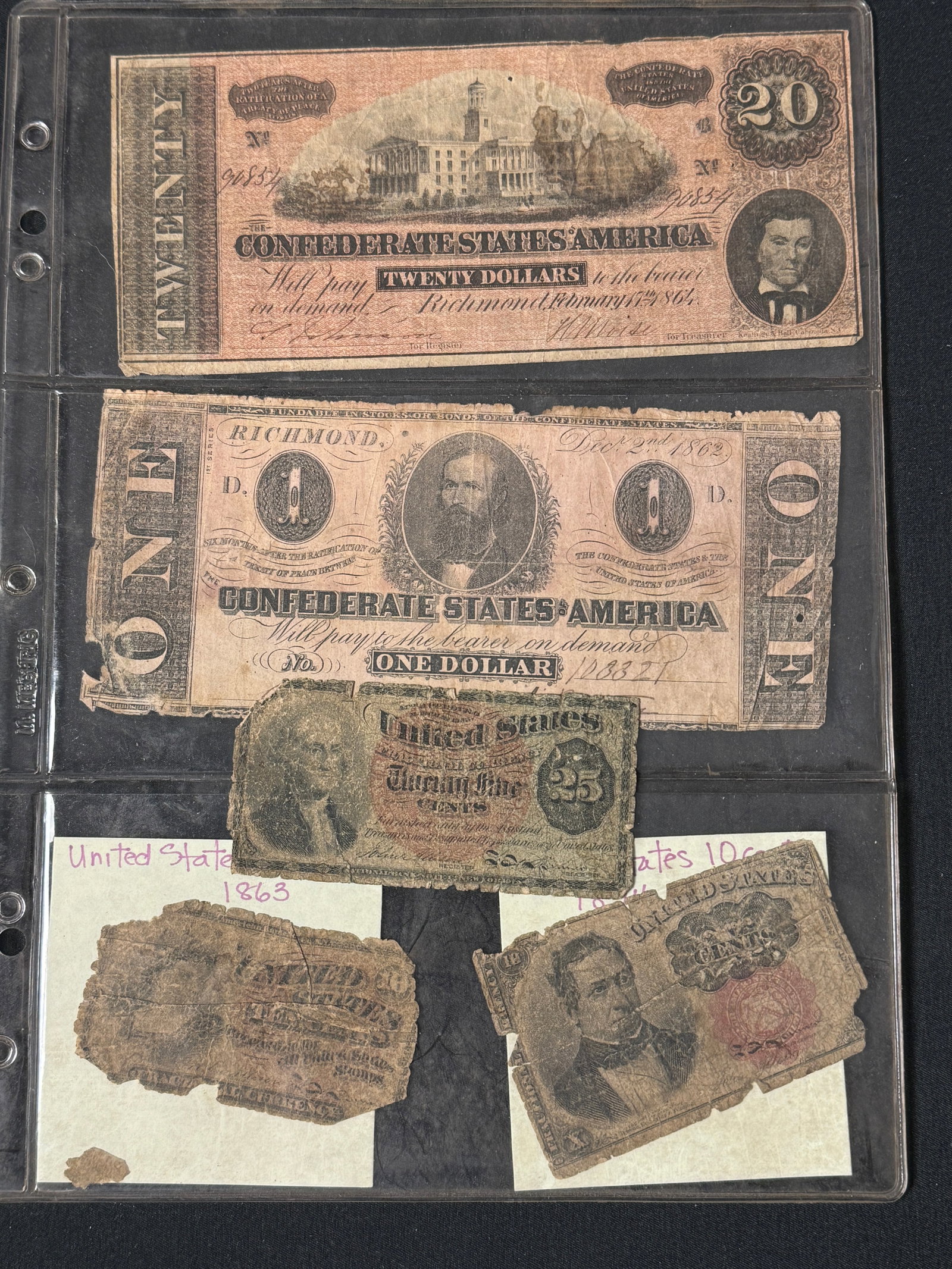 Confederate and Early US Currency Collection $20 Note (1 of 2)