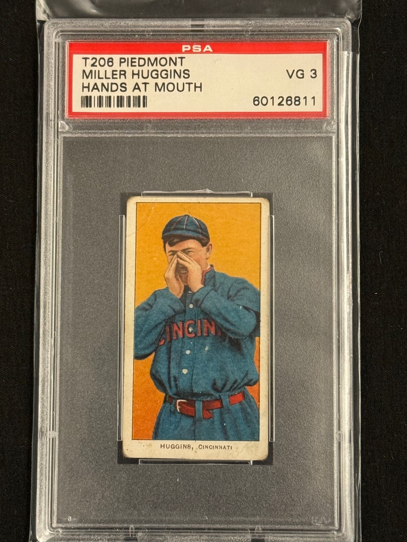1909 T206 Miller Huggins Hands at Mouth Piedmont PSA 3 HOF (1 of 2)