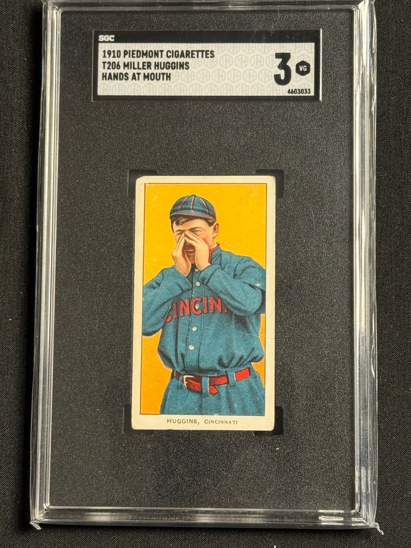 1909 T206 Miller Huggins Hands at Mouth Piedmont SGC 3 HOF (1 of 2)