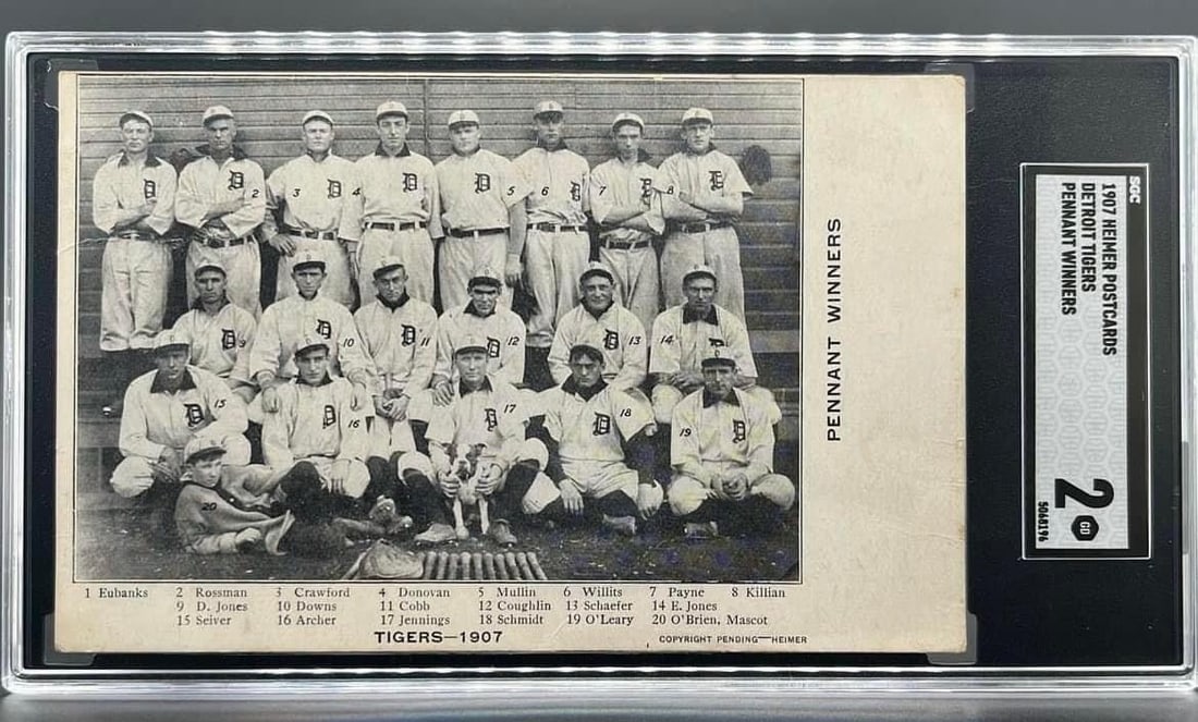 1907 Heimer Post Cards Ty Cobb Detroit Tigers Pennant Winners Pop 1/3 - RARE (1 of 3)