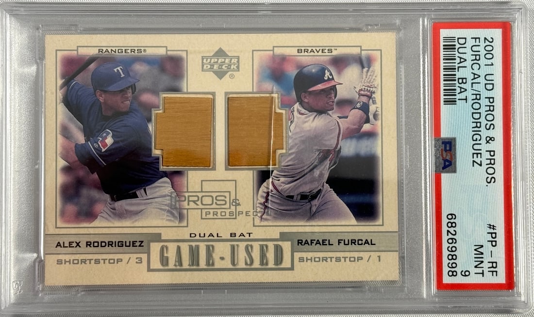 2001 UD Pros and Pros Alex Rodriguez and R. Furcal Dual Bat PSA 9 (1 of 2)