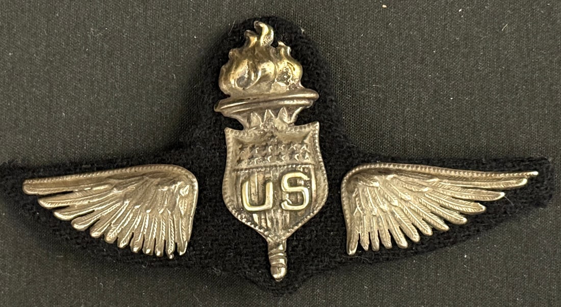 WWI Fighting Observer Wings: A Fantasy piece made from a Dallas pattern example. The entire piece is likely a reproduction. The construction and aging is quite good. Even smells old!