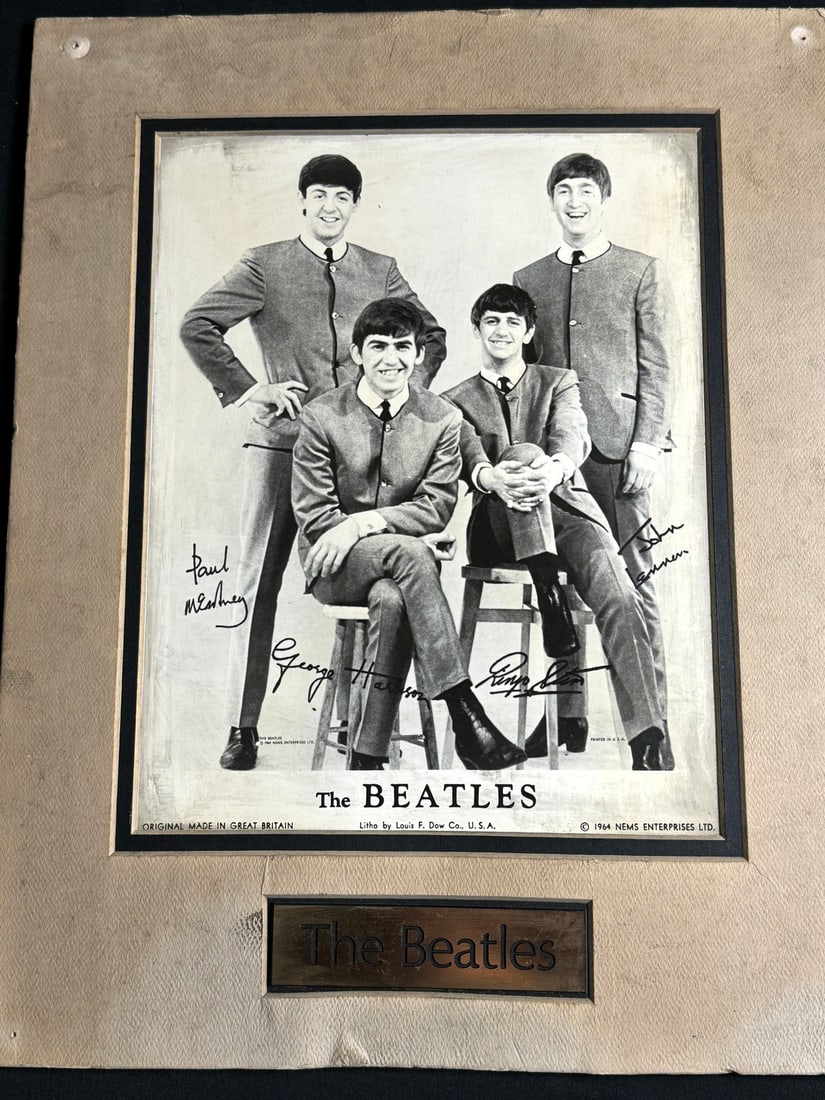 1964 Beatles Original Promo BandW Photo: Original period photo in original mat with nameplate
