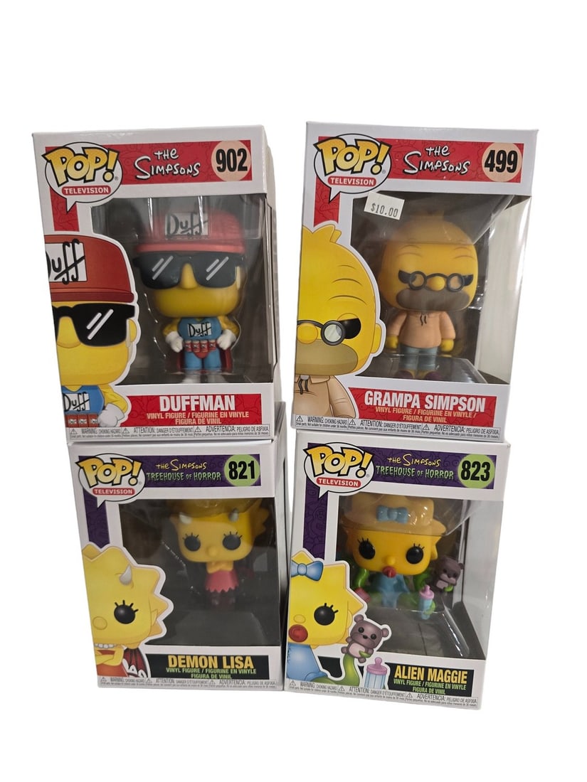 Funko Pop Lot The Simpsons Duffman 902 Grampa Simpson 499 Demon Lisa 821 Alien Maggie 823 (1 of 1)