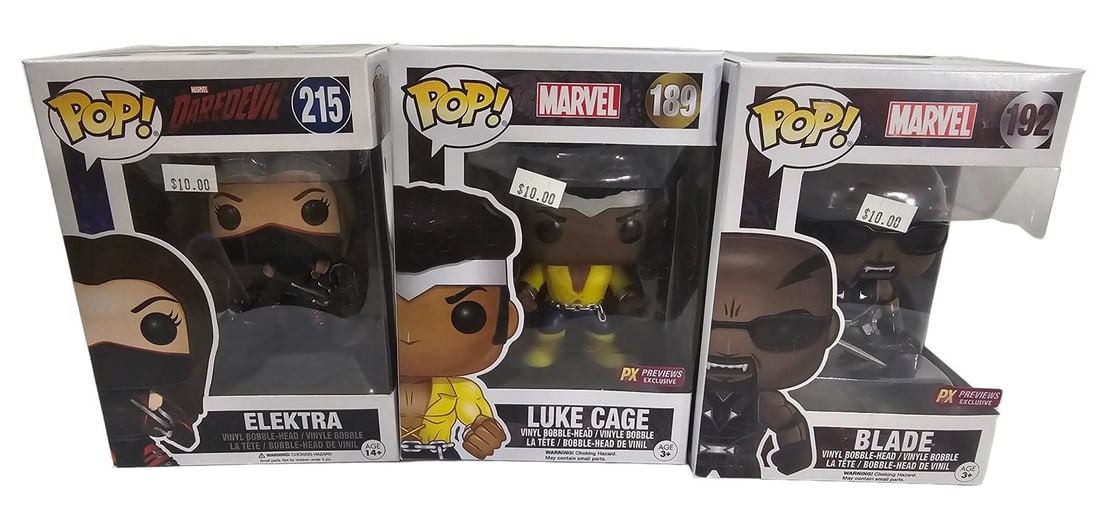 Funko Pop Lot Marvel Daredevil Elektra 215 PX Preview Exclusive Luke Cage 189 PX Preview Exclusive (1 of 1)