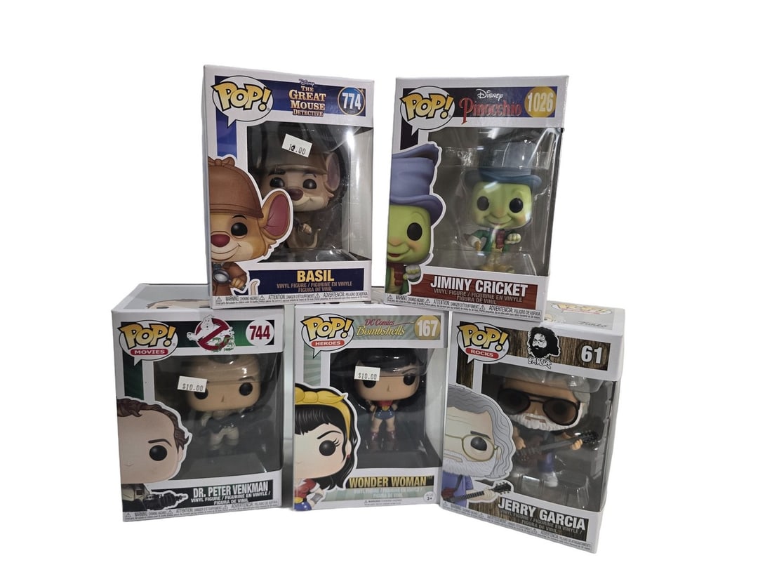 Funko Pop Lot Vekman Ghostbusters 744 Basil 774 Jiminy Cricket 1026 Wonder Woman 167 Jerry Garcia 61 (1 of 1)