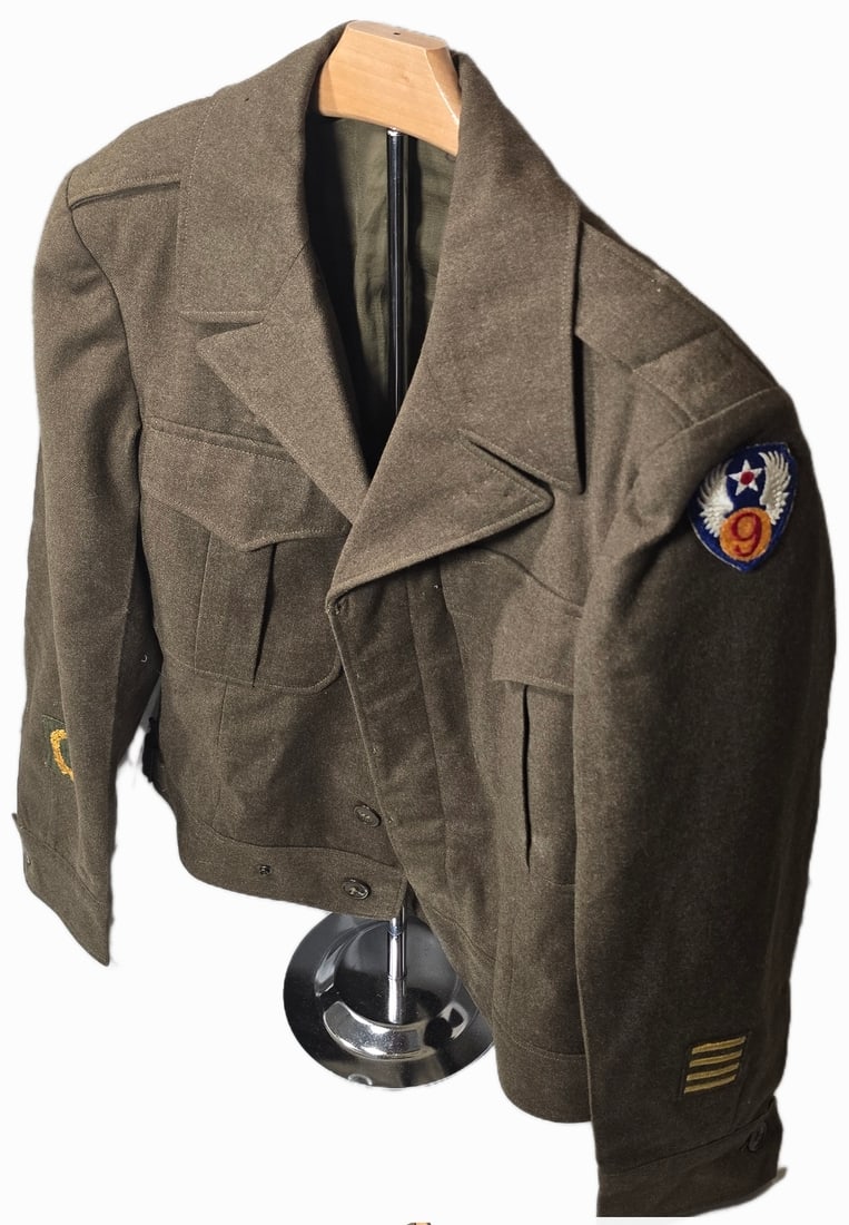 WWII Ike Jacket 9th AAF *no brass* Named inside w/ Officers number (1 of 7)