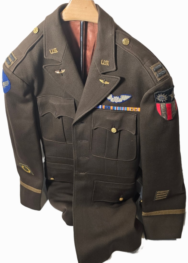 WWII Beautiful Bullion CBI Pilot Uniform Named w/ Combat Blue Bullion Wing (1 of 9)