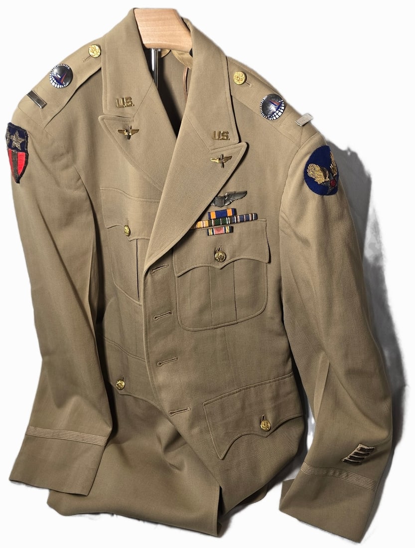 WWII AMAZING Bullion CBI Tan Uniform RARE FOX wing. Named on Inside Transport Command Pins (1 of 9)