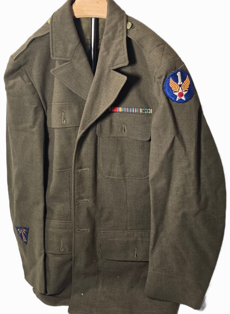 WWII 1st AAF Class A with Laundry Number & Last Name. Named. Missing 1 pocket button. (1 of 10)