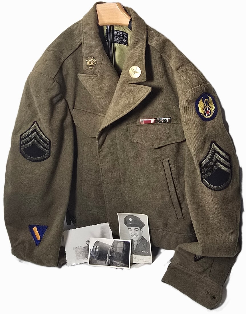 VERY RARE WWII Type B-13 Ike Jacket 8th AAF Patch. Came Photos in pocket, named to a Tony Rare Large (1 of 6)