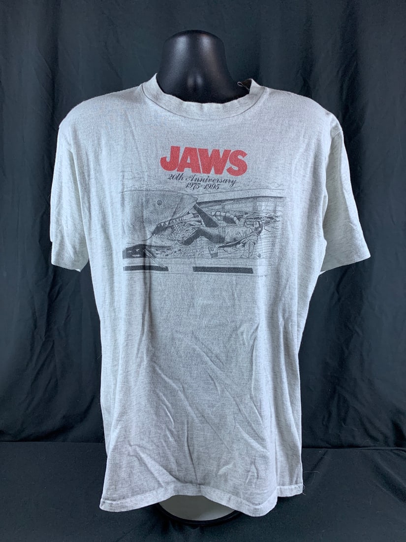 Original Vintage 1995 20th anniversary cast and crew shirt for the film, Jaws: Item as shown