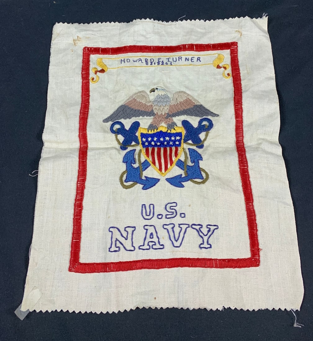 Original Named WW2 wwii Hand made US Navy wall hanging (1 of 5)