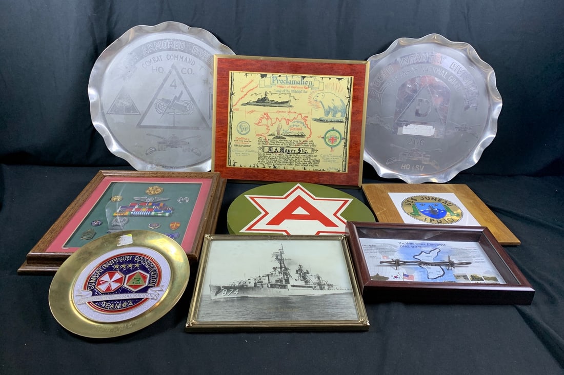 Mixed lot of US Named awards, plaques and commemorative military pieces (1 of 11)