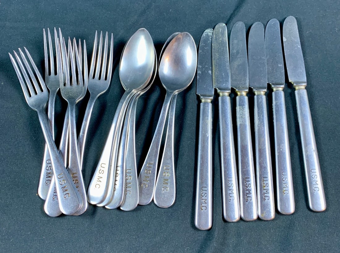 Large vintage lot of silco stainless USMC Silverware (1 of 6)