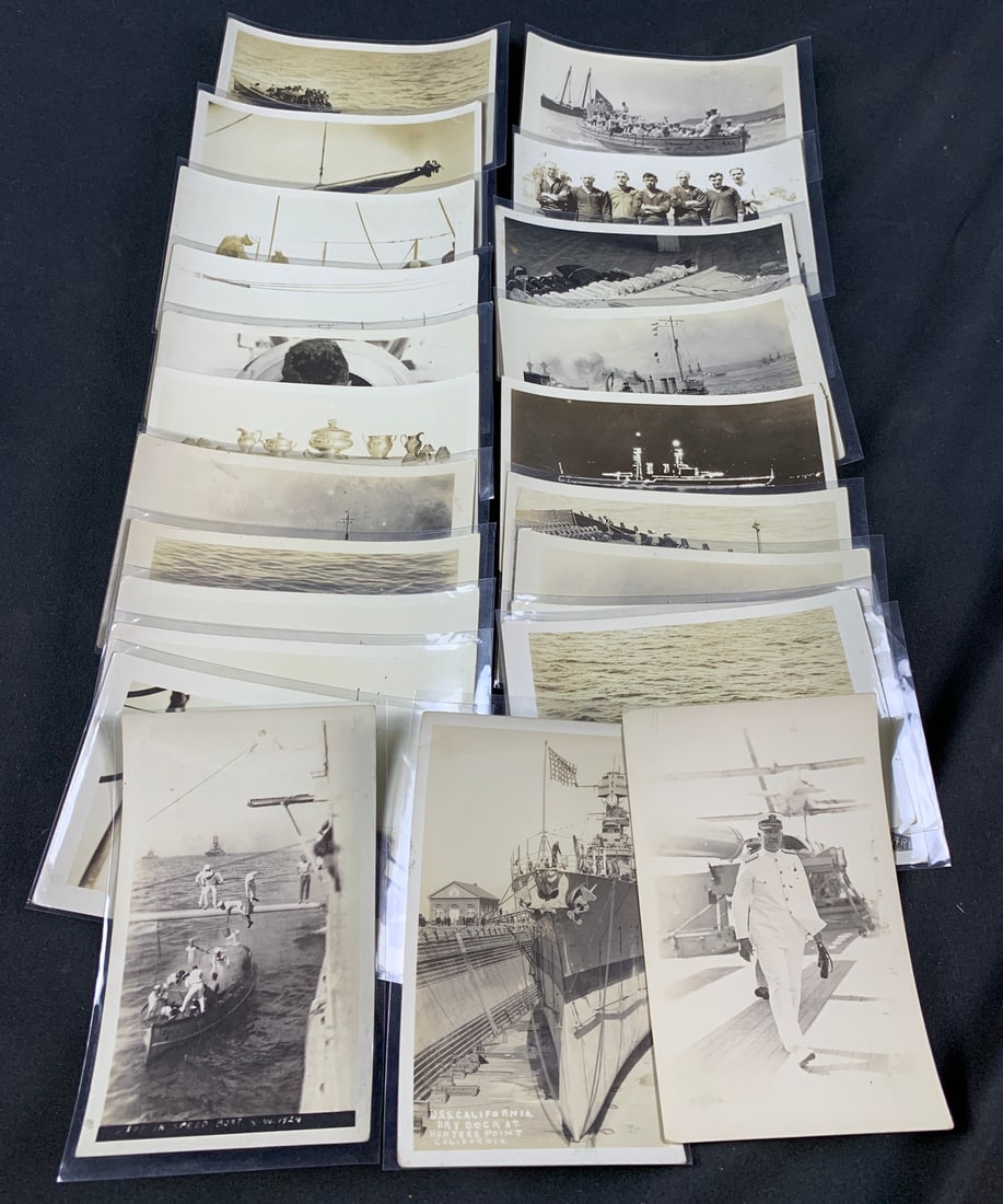 Lot of original 1920s RPPC of the USS California: 23 photographs