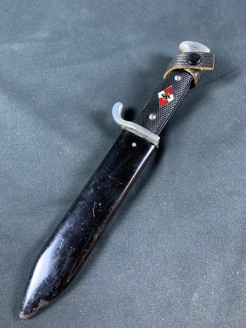 WW2 WWII German Hitler youth knife with scabbard: Marked RZM 1940. Scabbard does have the Haanie marked snaps