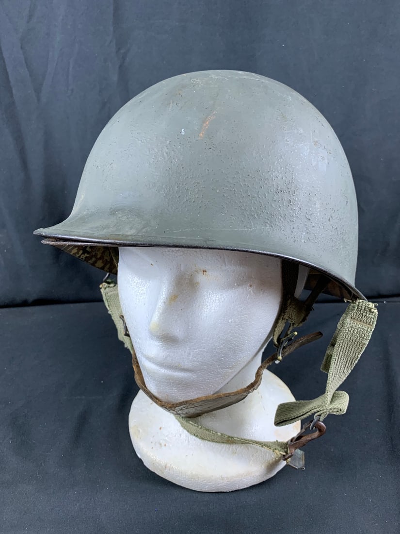 Named WW2 WWII rear seam swivel bale paratrooper helmet with Inland Liner: Named too John Orlano with Serial number