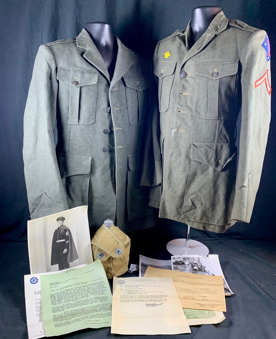 Mixed lot of WW2 WWII USMC Uniforms and Iwo Jima KIA paperwork (1 of 18)