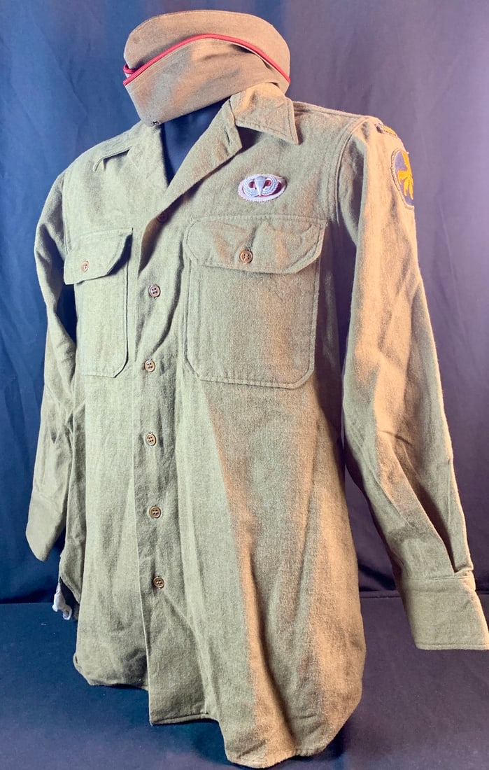 WW2 WWII 17th airborne shirt and garrison cap (1 of 14)